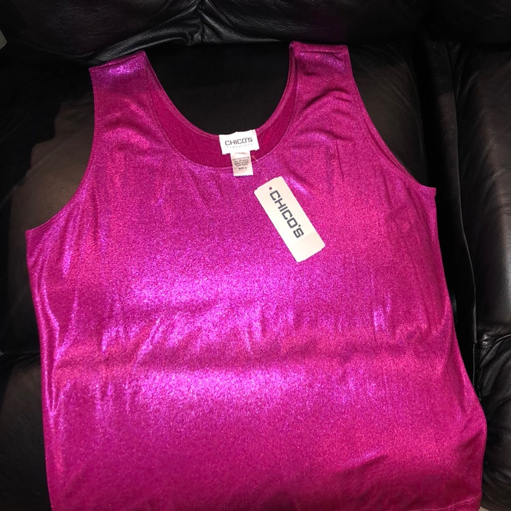 Chico’s contemporary tank. Sz 2 shimmer raspberry color NWT